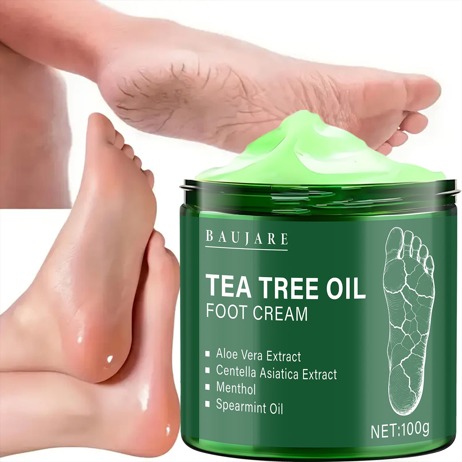 Tea Tree Oil Foot Care Cream Intensive Foot Moisturizing Refreshing Non-Greasy Skin Care