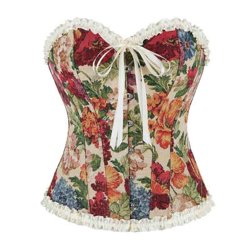 French fishbone corset lace printed corset tube top for women fish palace corset fishbone shapewear for outer wear