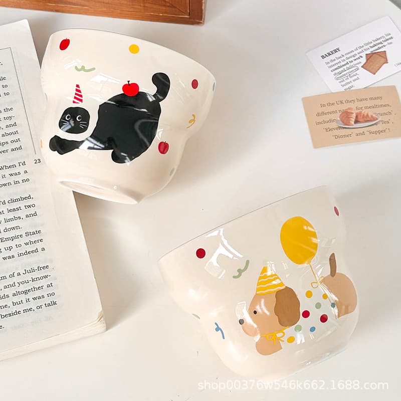 Hand-Held Coffee Cup Woman's Beautiful Ceramic Mug, Household Water Cup, Breakfast Latte Cup