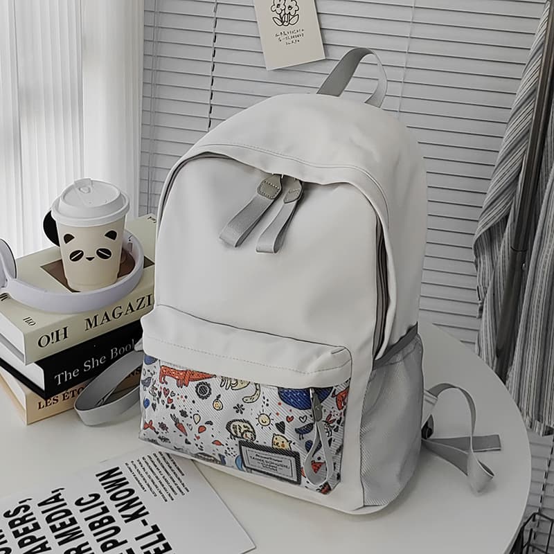 Student Backpack for Middle and High School Students, Large Capacity, Versatile, Simple, Printed, Casual Travel Backpack