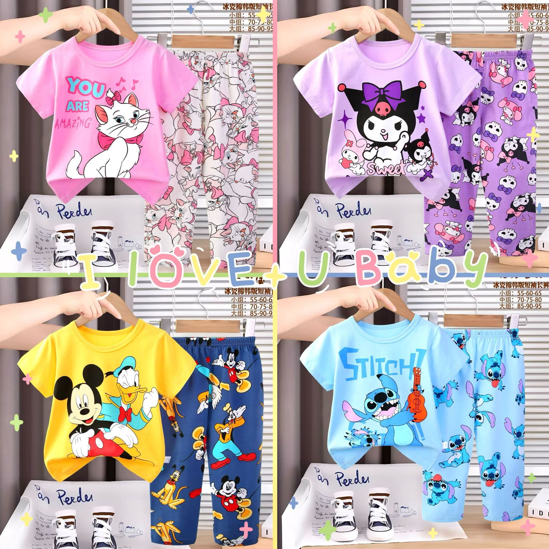 Children's Short Sleeve Set Pure Cotton Summer Baby Boys Homewear Long Pants Girls Sleepwear Clothing Wholesale
