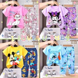 Kids Short Sleeve Set Pure Cotton Summer Baby Boys Homewear Pants Girls Sleepwear Clothing Wholesale