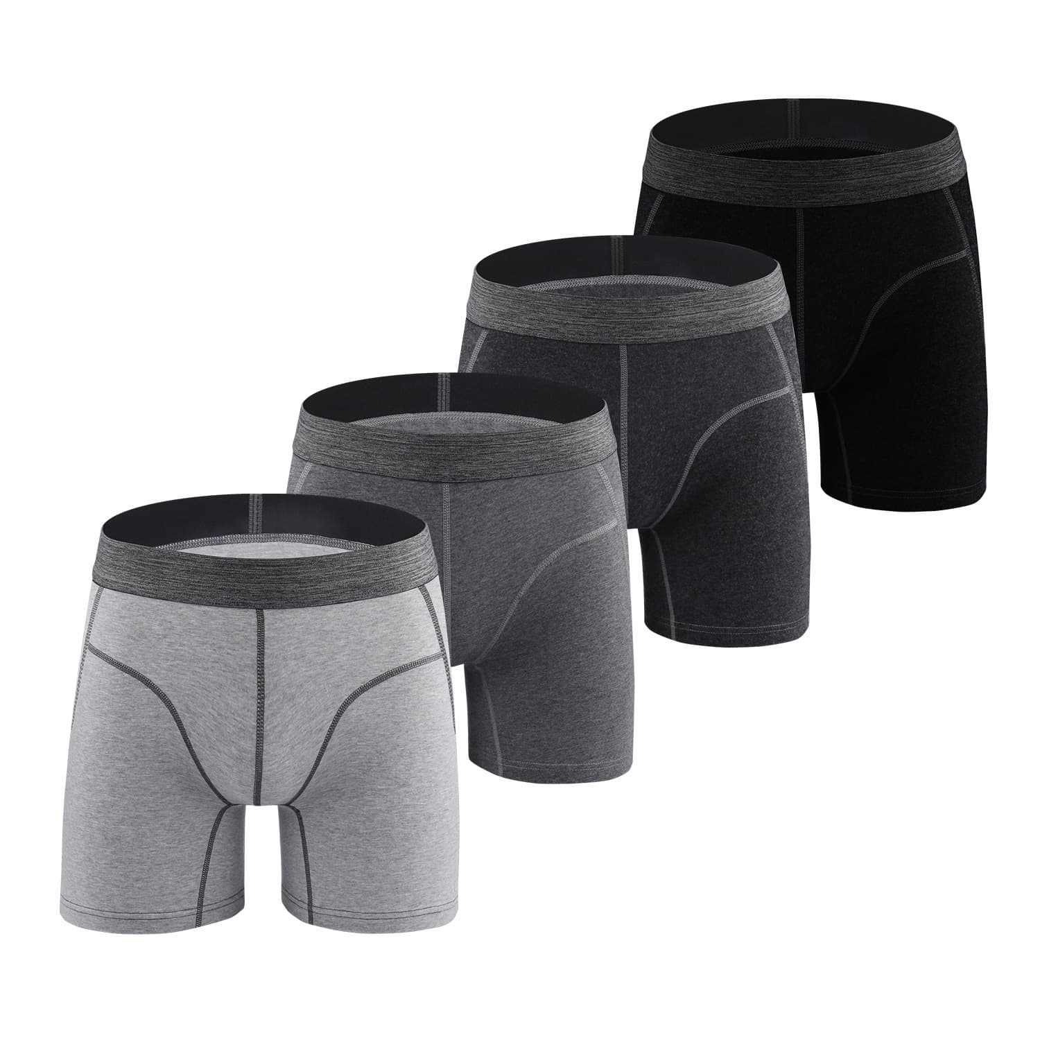 Men's Sports Boxer Briefs Extended Length Antibacterial Anti-Chafe Cotton Long Leg Running Anti-Chafe Crotch Fitness Boxers