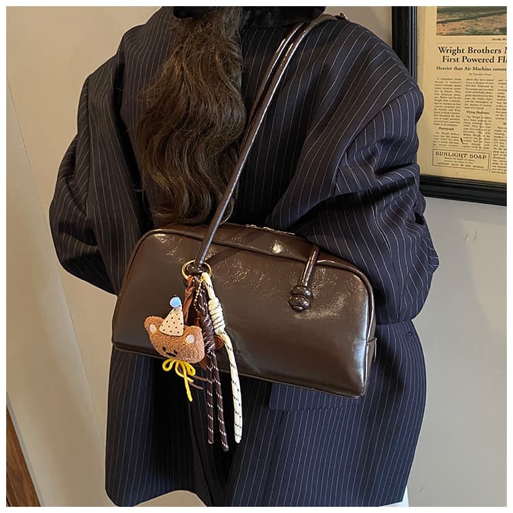 Premium Vintage Waxed Leather Boston Bag 2025 New Large Capacity Handbag Underarm Commuter Shoulder Bag