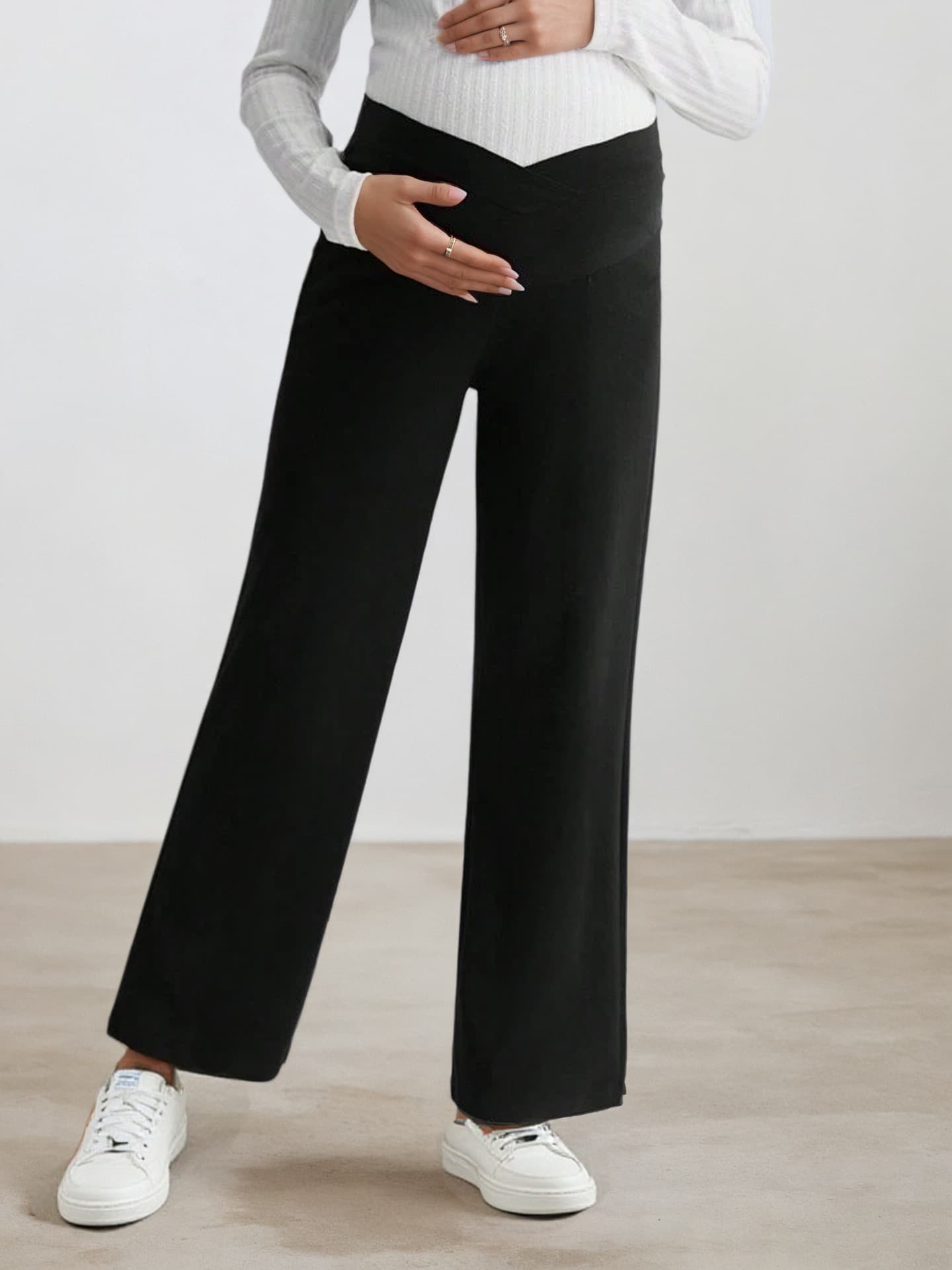 1063 Cross-border Trade Maternity Pants Spring/Autumn Support Belly Loose Straight Leg Pants Non-constricting Wide Leg Pants