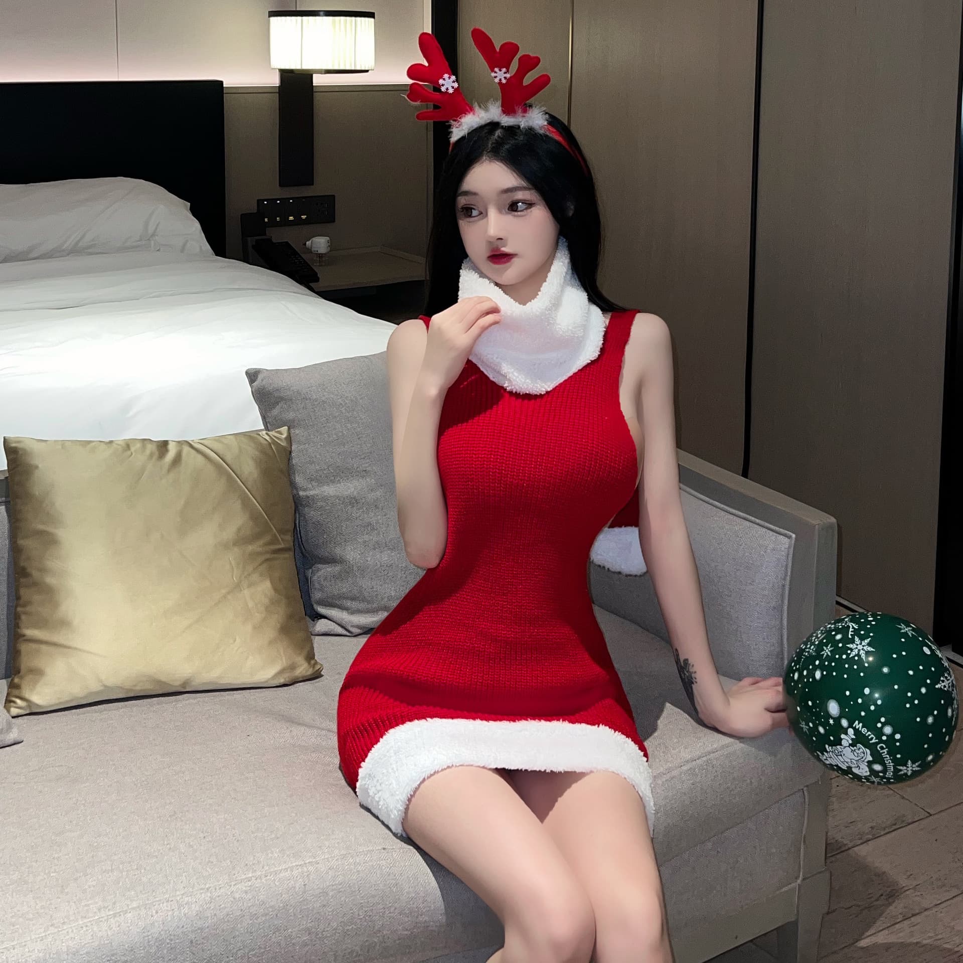 Lingerie Christmas Cosplay Sexy Sweater High Neck Backless Christmas Costume Set Pure Desire Couple Bedroom Size