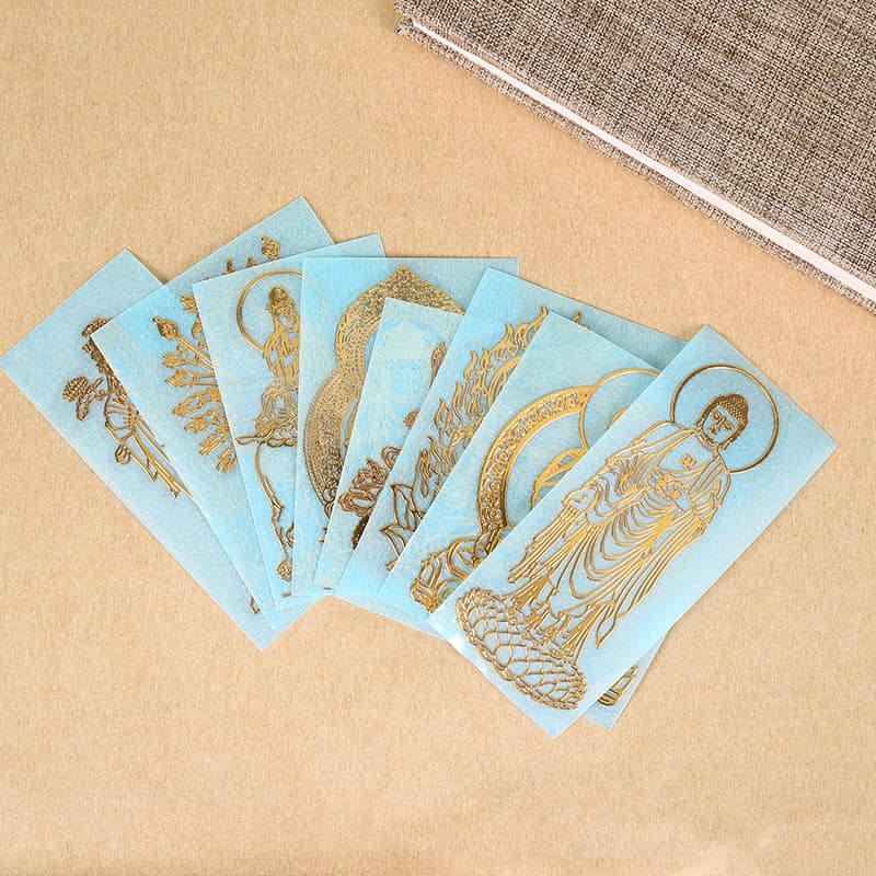 Drop Shipping Twelve Chinese Zodiac Eight Guardian Deities Metal Phone Sticker Zodiac Birth Buddha Copper-Plated Metal Sticker