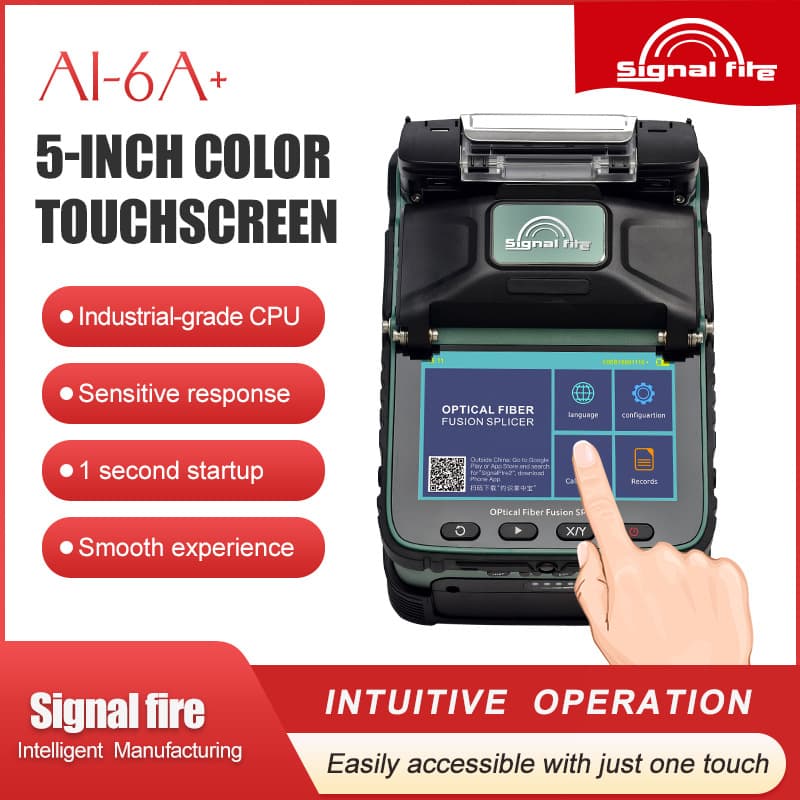 English Version Zhuoshi AI-6A+ Fusion Splicer Multilingual Fiber Optic Fusion Splicer with EU Power Option and Cleaver