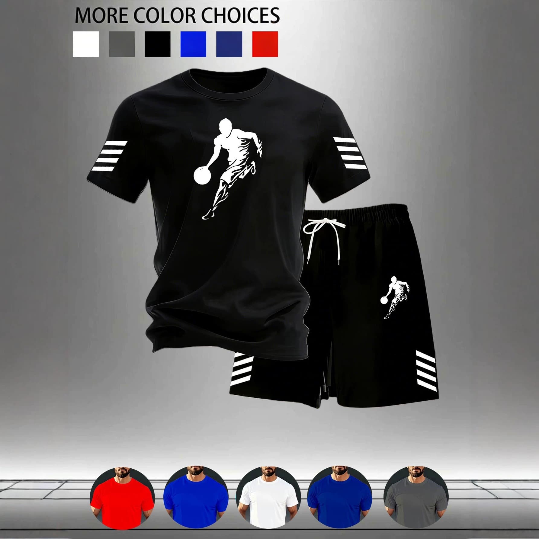 Men's Mesh Short Sleeve Shorts Set Casual Sportswear Summer Cross-Border European and American Trendy Personality Unisex Set