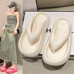 Cross-Border Anti-Slip Flip-Flops for Women Cloud-Like Thick Sole Ins Soft High-Increase Summer Outdoor Sandals Wholesale