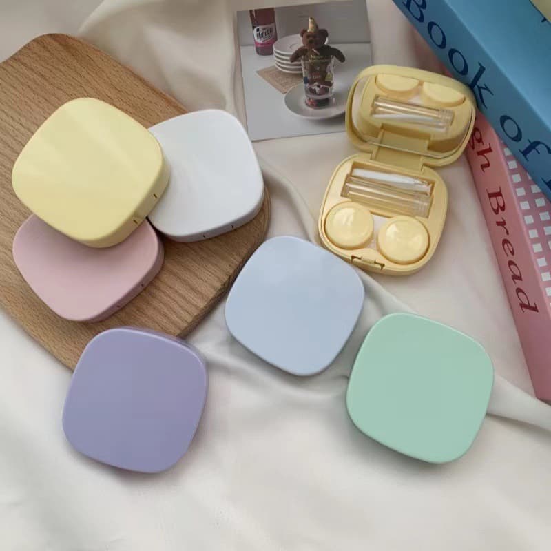 Ins Style Minimalist Contact Lens Case Portable Compact with Mirror Leak-proof Cosmetic Lens Storage Dual Compartment Companion Box