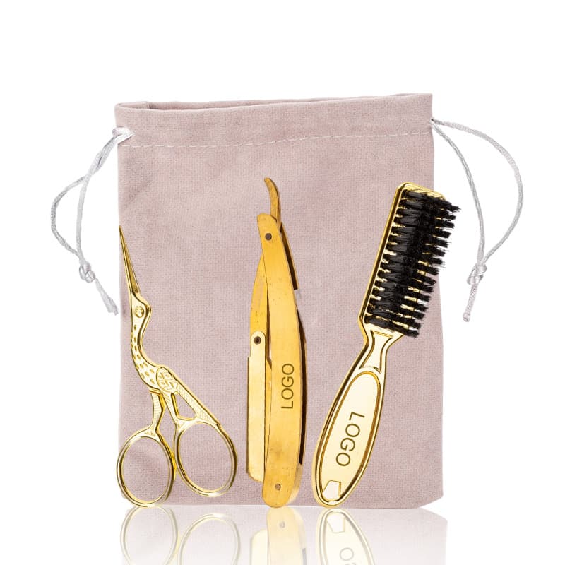 Darong In Stock Beard Kit Mustache Trimming Scissors Hair Comb Care Tool Razor Facial Beard Cleaning