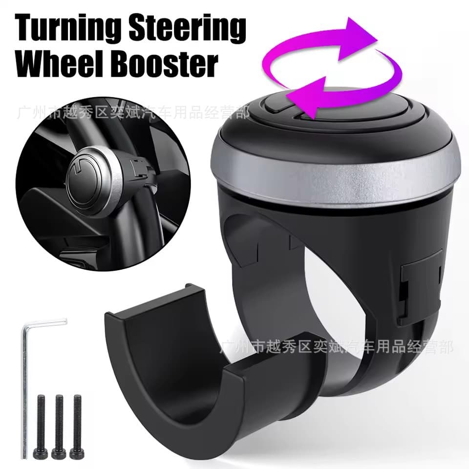 3R Universal Car Steering Wheel Spinner with 360-Degree Metal Bearing for Effort-Saving Steering Assistance