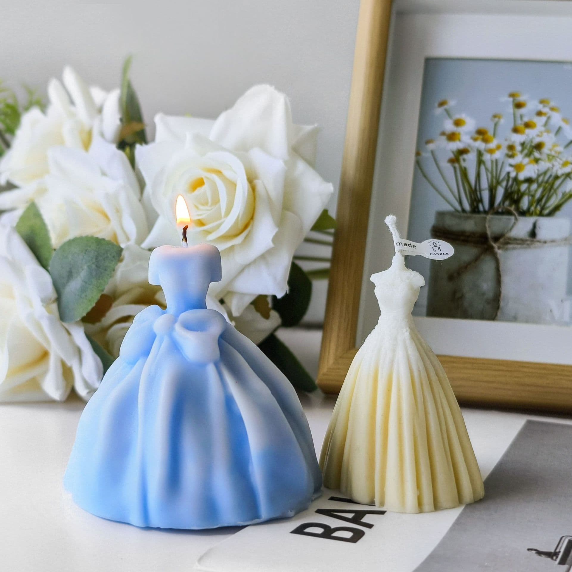3D Stereo Wedding Dress Suit Handmade Soap Mold DIY Aromatherapy Candle Plaster Cake Decoration Silicone Mold