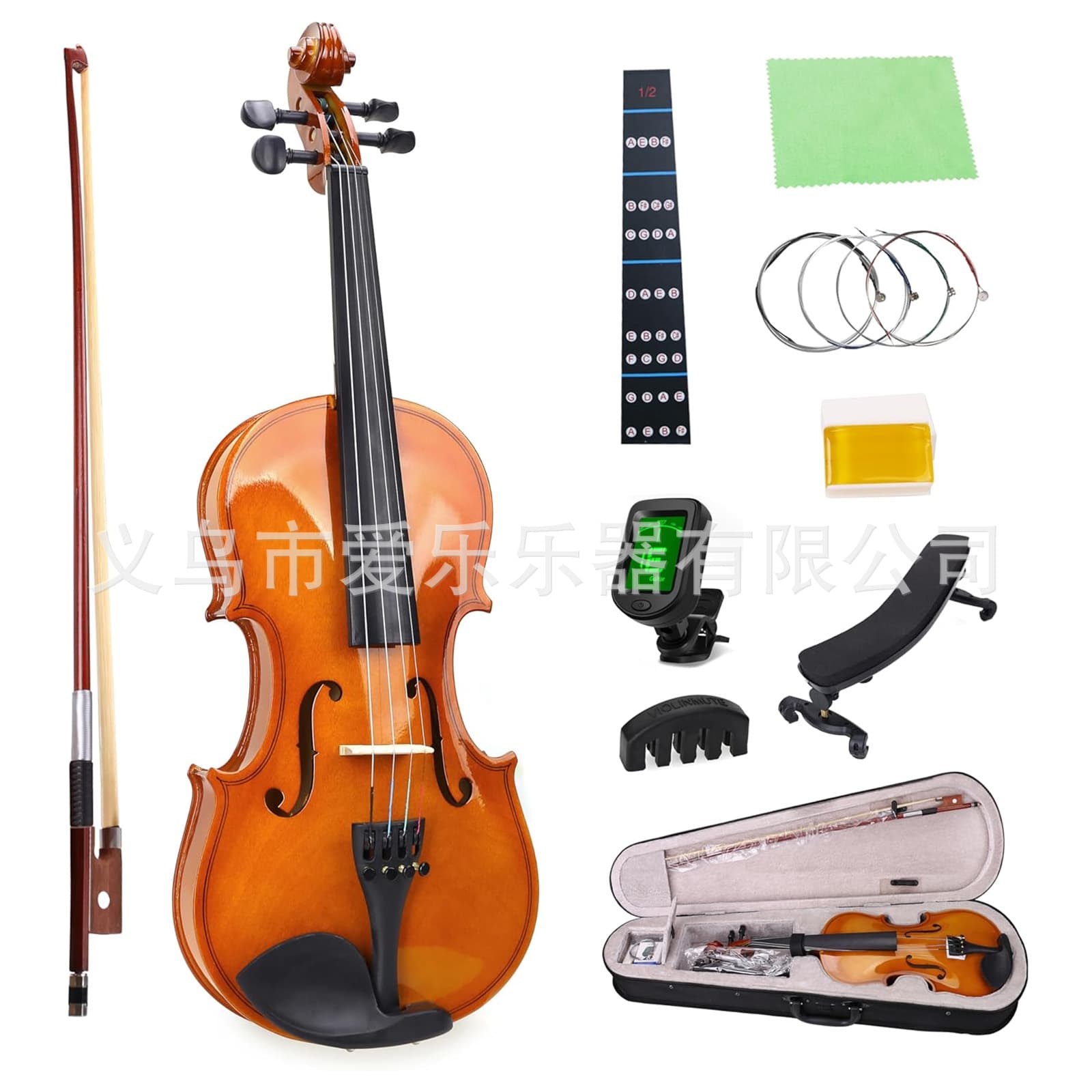 Cross-border natural color bright violin aluminum alloy tailpiece for children, beginners and adults to practice playing solid wood violin