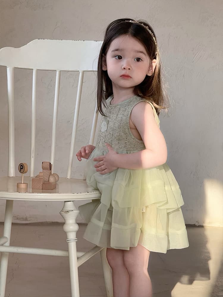 In Stock XQ259559 Girls Dress Summer Baby Toddler Girls Sweet Sleeveless Tulle Princess Dress