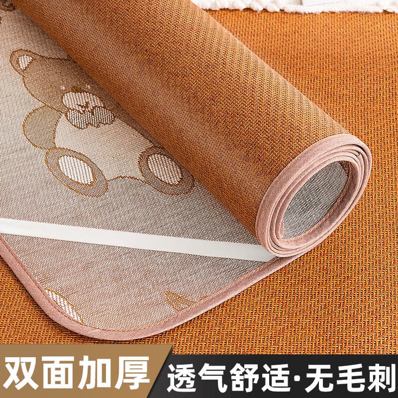 Home Use Foldable Double-Sided Ice Silk Tatami Wicker Mat Bamboo Grass Mat Tatami Style Bedding for All Sizes of Beds