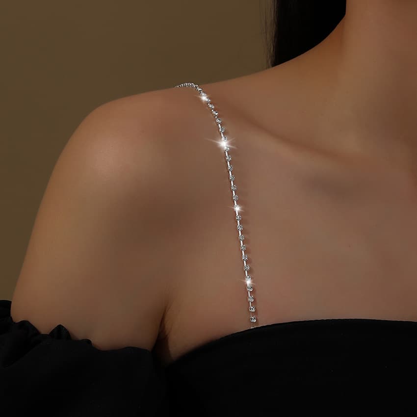 Factory Direct Adjustable Rhinestone Shoulder Straps Bra Bra Straps Invisible Off-Shoulder Suspenders Metal Rhinestone Shoulder Straps