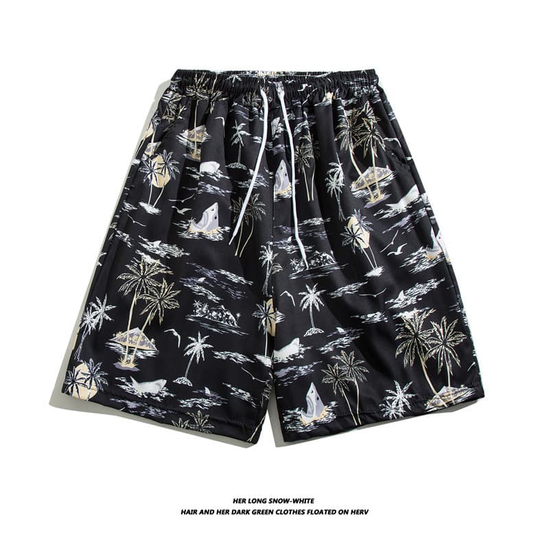 Men's Summer Ice Silk Beach Shorts, Loose Straight-Leg Casual Quick-Dry 5-Inch Shorts