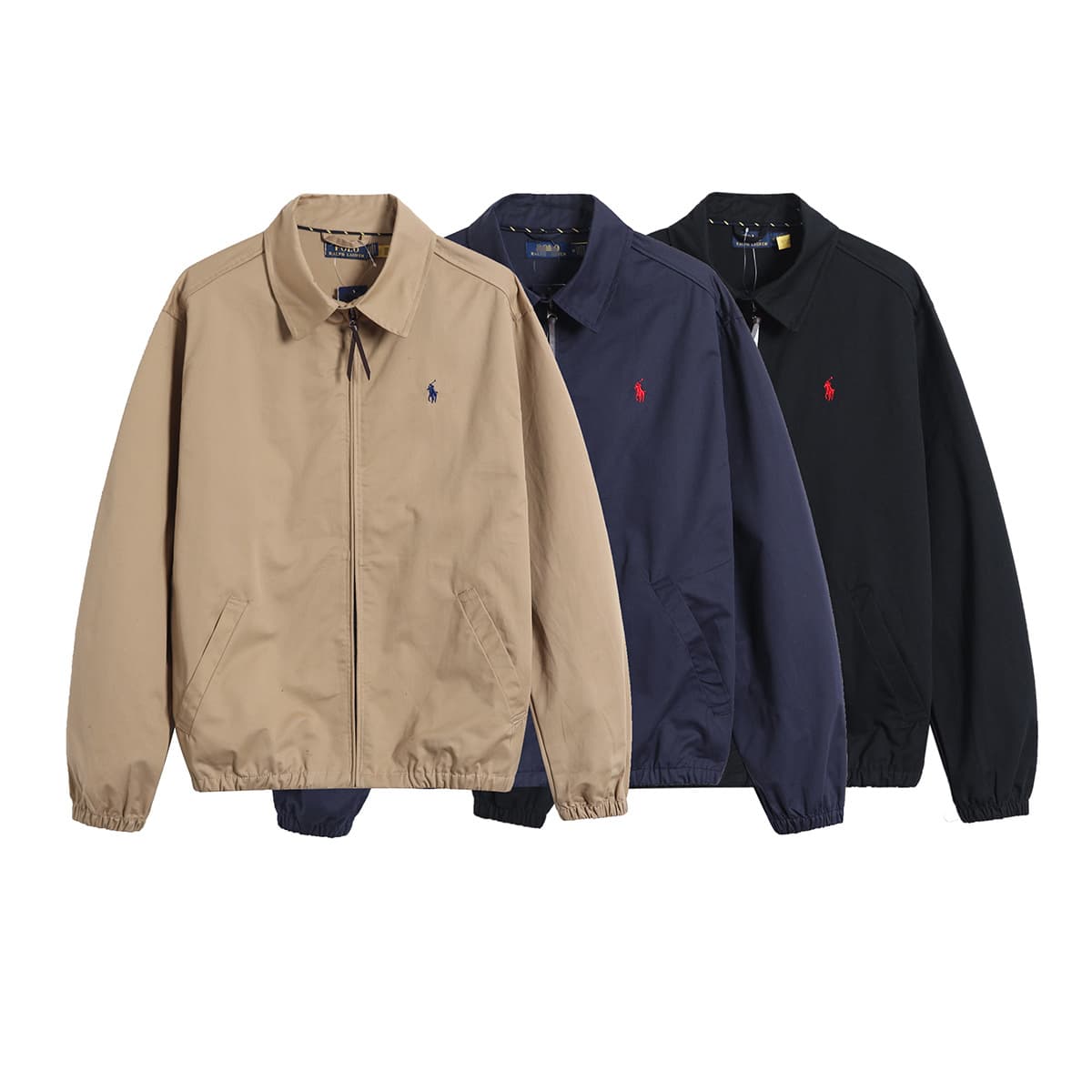 26ss scannable code RL Ralph Lauren pony logo embroidered retro casual versatile zipper jacket for men and women