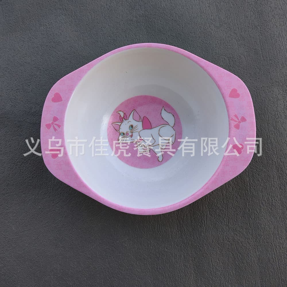 Cartoon Children's Bowl Modern Minimalist Double Ear Microwave Safe Melamine Porcelain Plastic Bowl Factory Direct Sale