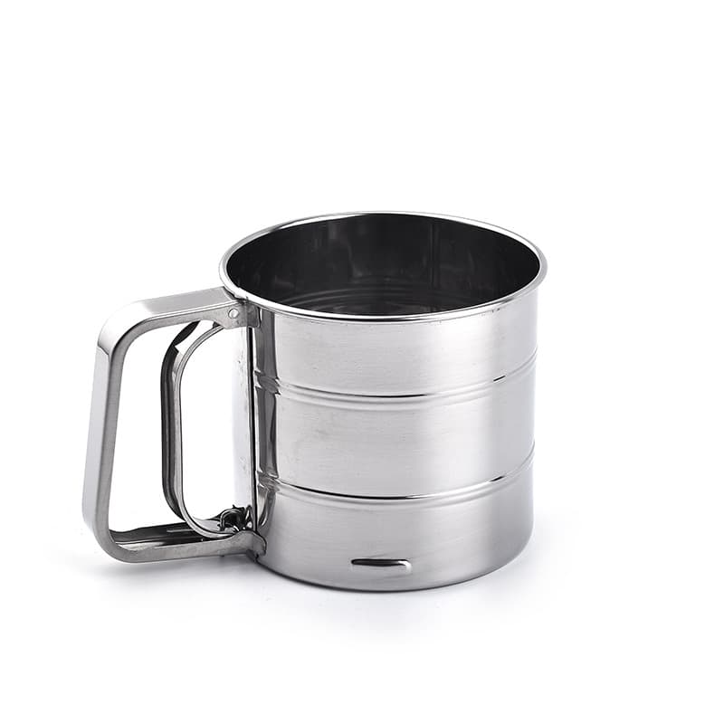 Stainless steel flour sieve semi-automatic flour sieve cup powdered sugar sieve baking tools manual flour sieve flour filter sieve