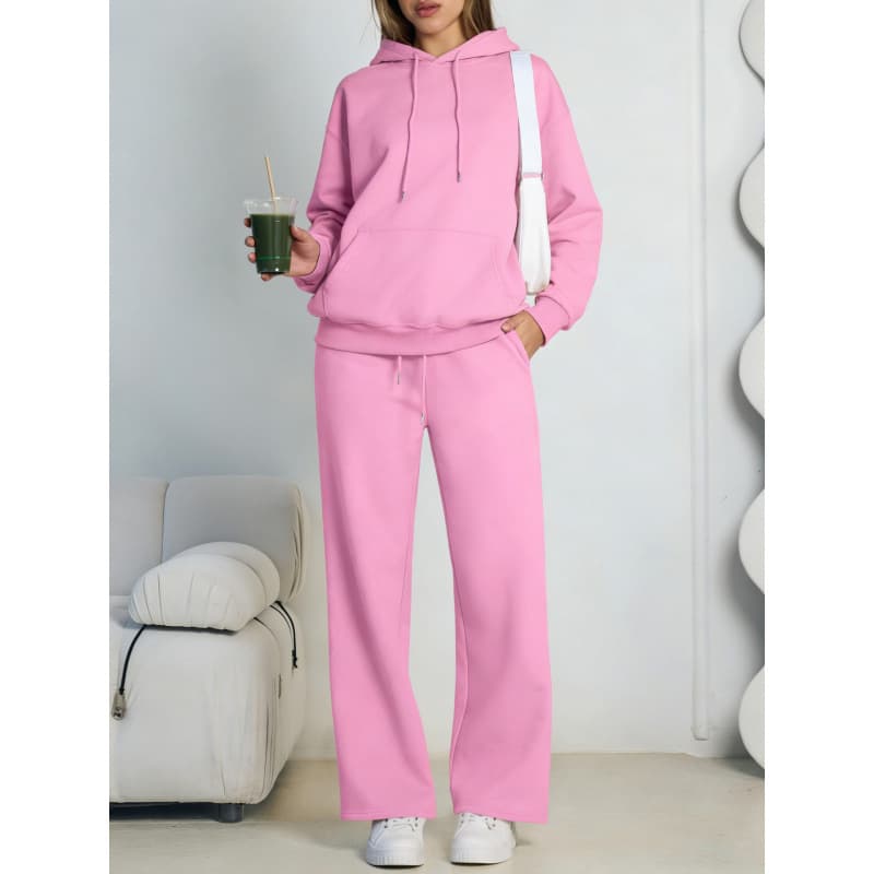 European and American cross-border trade women's set casual hoodie sweatshirt oversized wide-leg pants tracksuit in stock