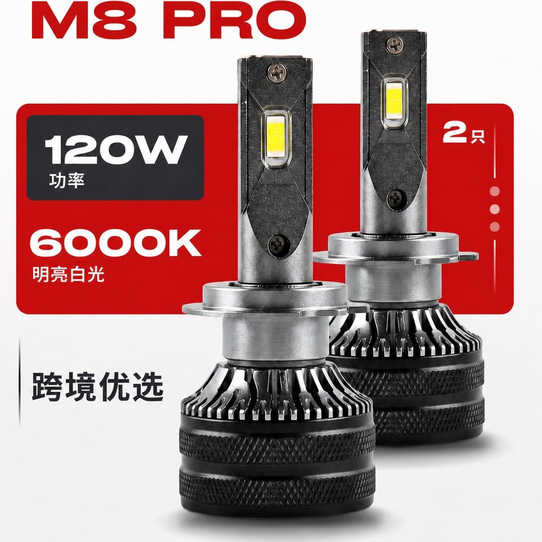 New M8pro car LED headlight h4 high and low beam universal 130W single copper tube modified h7H11 car light