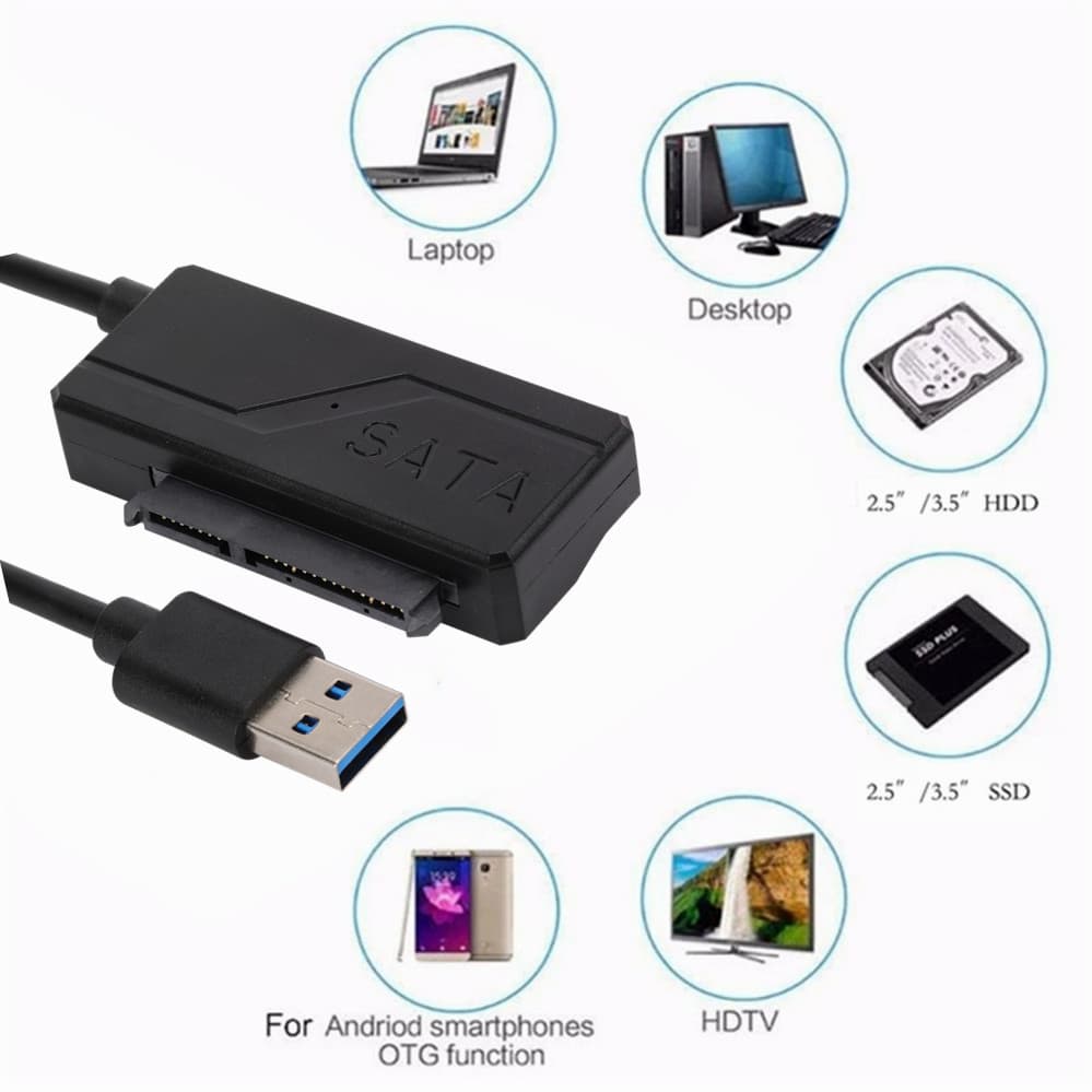USB to 3.0 SATA Connector 7+15 Pin 2.5 3.5 HDD SSD Hard Disk