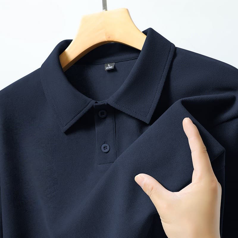 Waffle Polo shirt loose lapel top young and middle-aged men's summer solid color short-sleeved T-shirt casual half-sleeved