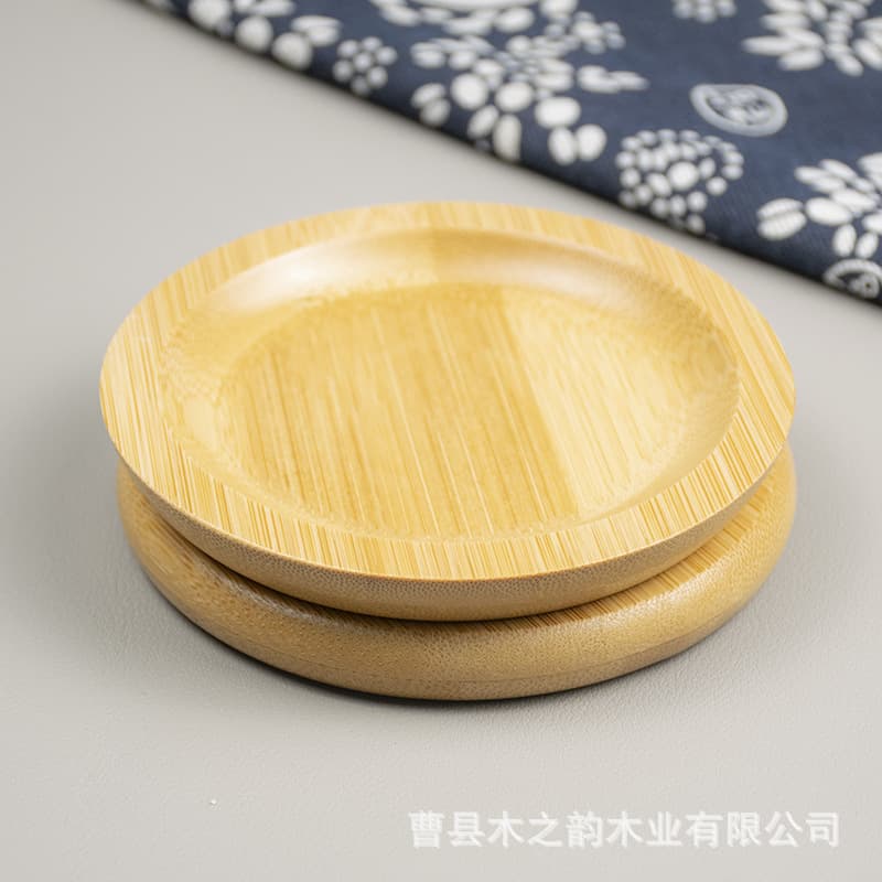 In Stock Bamboo Wood Groove Simple Coaster Living Room Home Heat Insulation Mat Hotel Round Cup Holder Tea Set Anti-scald Cup Mat