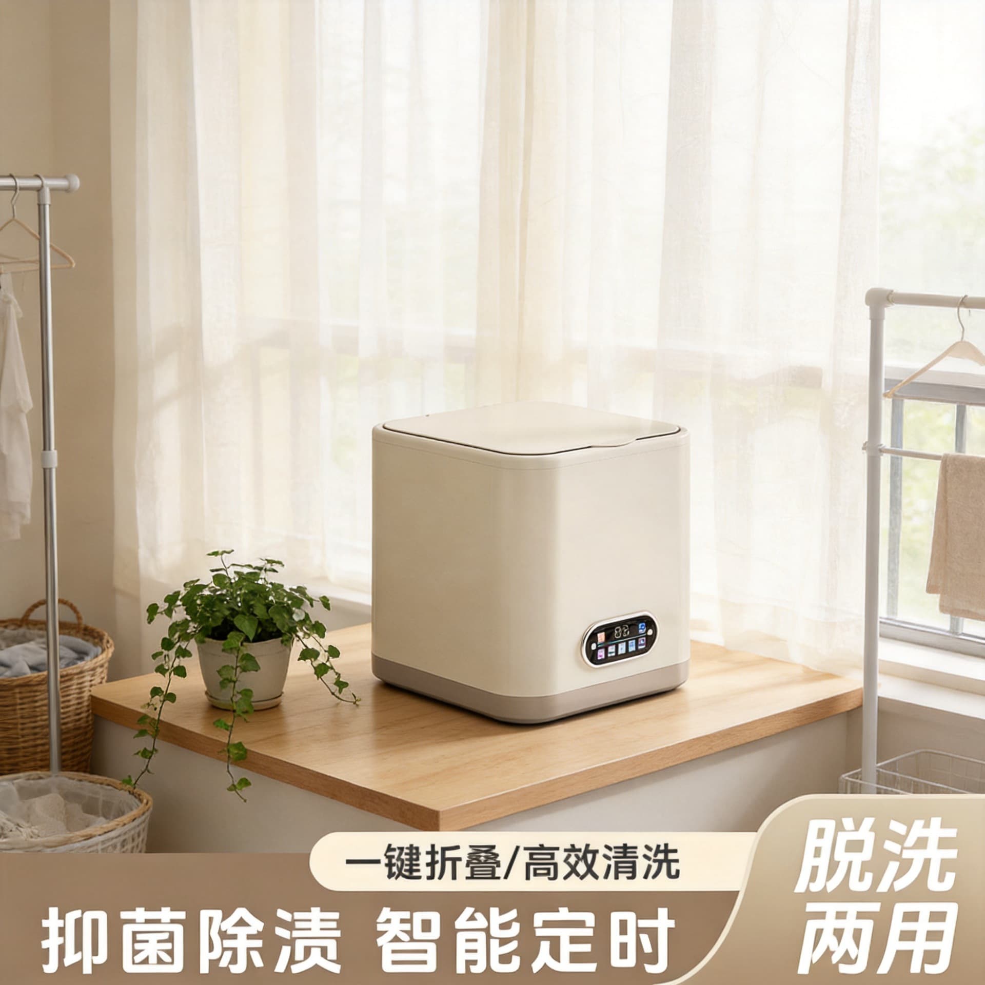 Fully Automatic Mini Lingerie Washer Dryer Combo with High-Temperature Boil Wash for Underwear, Panties, and Socks