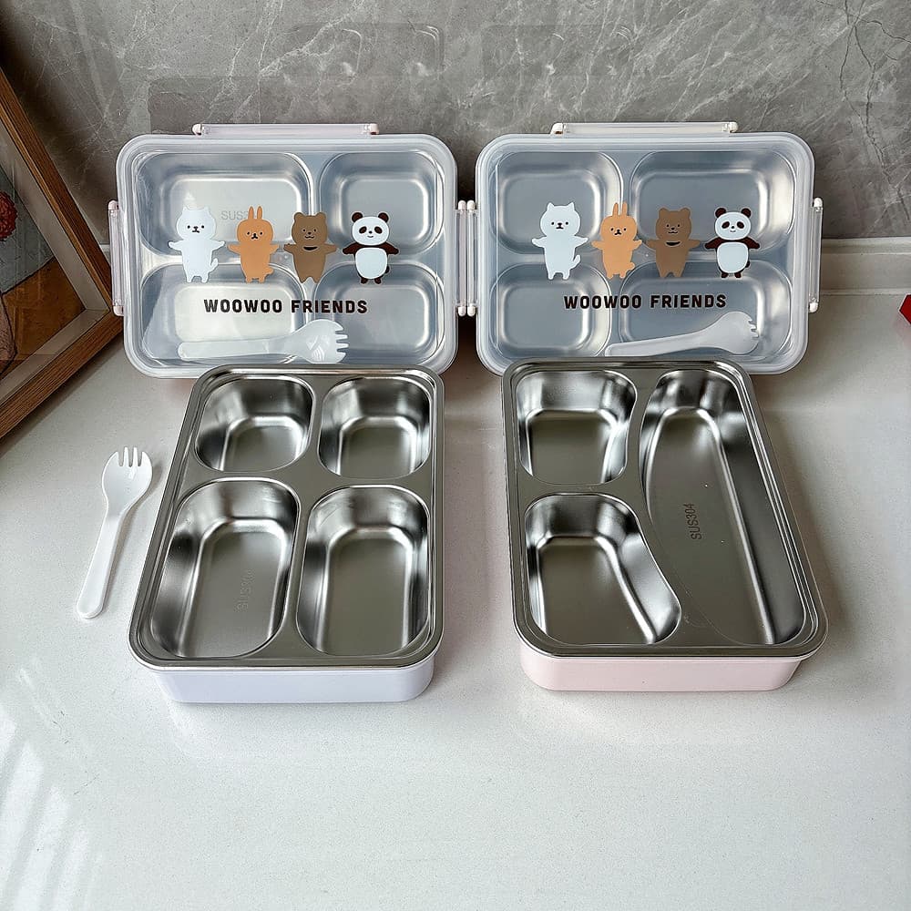 Cartoon 304 stainless steel lunch box large capacity lunch box double layer adult insulated and heated lunch box cross-border wholesale
