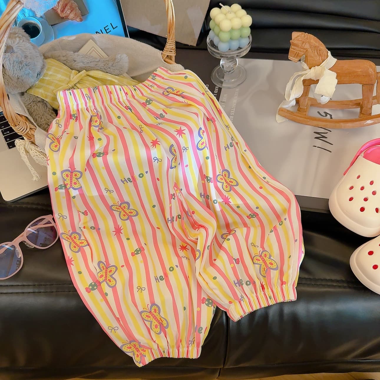 Children's Pants 2026 Summer New Style Girls' Cartoon Mosquito-Repellent Pants Kids Cotton Silk Lantern Pants Toddler Girls' Casual Pants