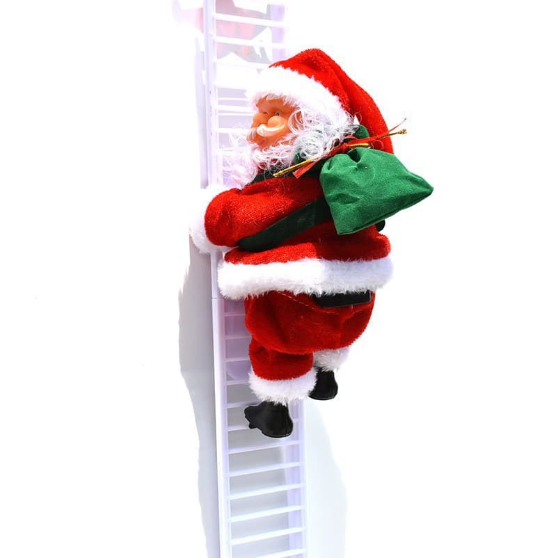 Cross-border Best Seller Christmas Red Ladder Decoration Santa Claus Electric Musical Toy Figure Christmas Tree Ornament