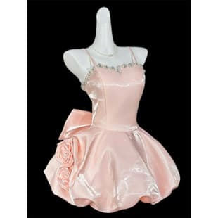 Blue Evening Dress New Light Luxury Adult Ceremony Banquet Host Elegant Princess Dress Short Strap Puffy Skirt