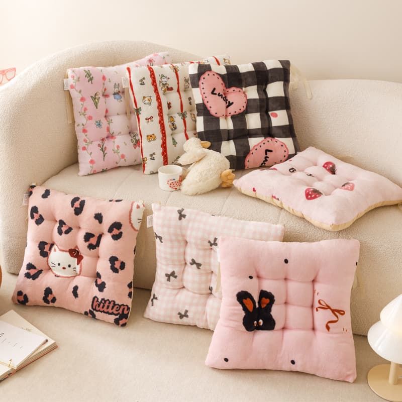 Four Seasons Plush Cotton and Linen Cushion Office College Student Classroom Chair Cushion Sedentary Butt Cushion Home Bench Cushion