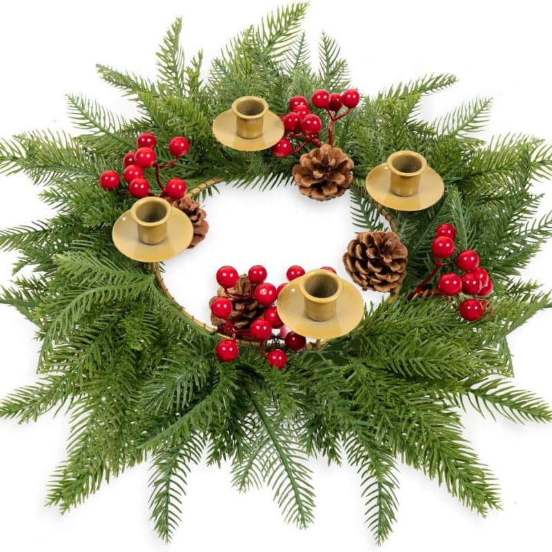 Factory Direct Sales Candlestick Christmas Wreath Holiday Party Advent Christmas Candlestick Garland Rattan Christmas Decoration