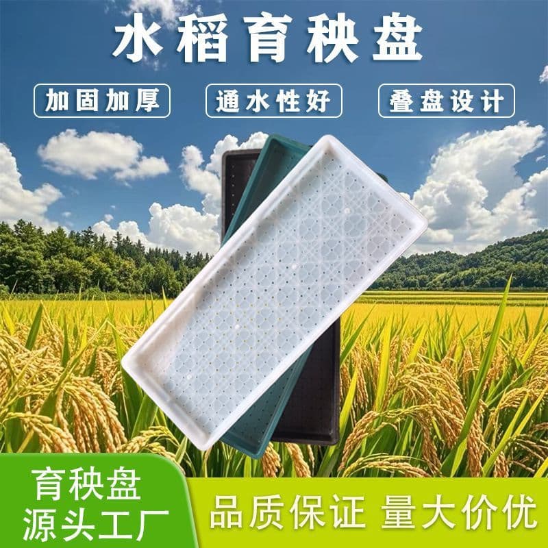 Rice seedling trays, seedling pots, plastic rice transplanting trays, flat-bottomed trays, thickened machine transplanting trays, rigid seedling trays
