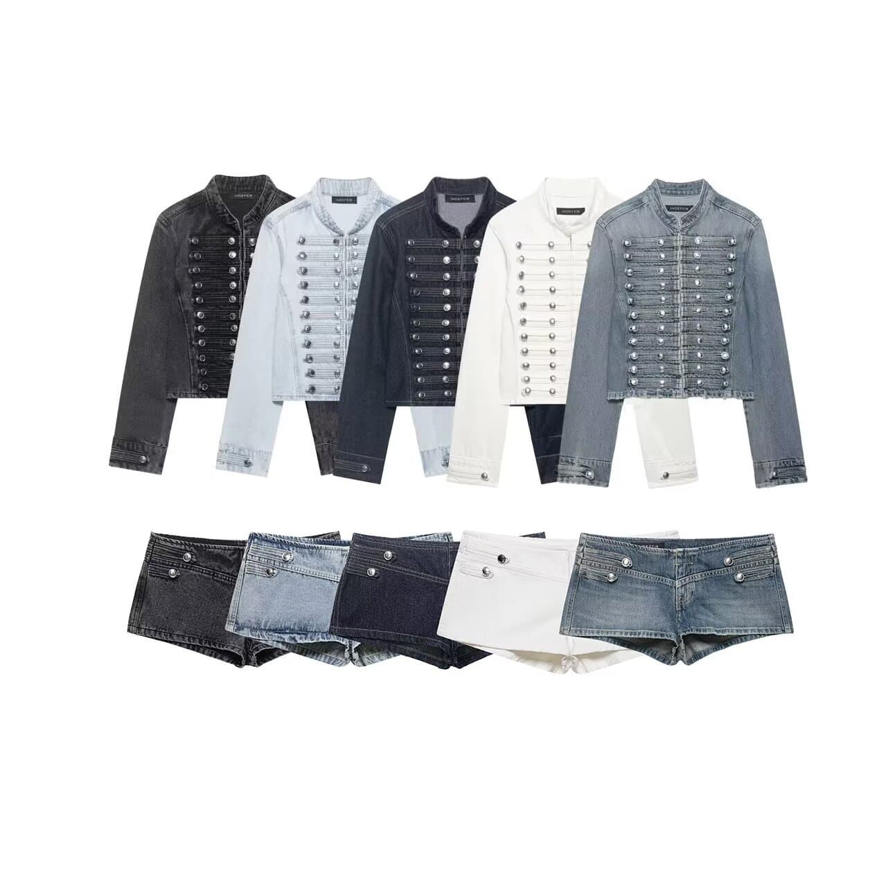 BSK&TRAF Women's 2026 Summer New Street Style Button-Trimmed Fitted Denim Jacket 0695074