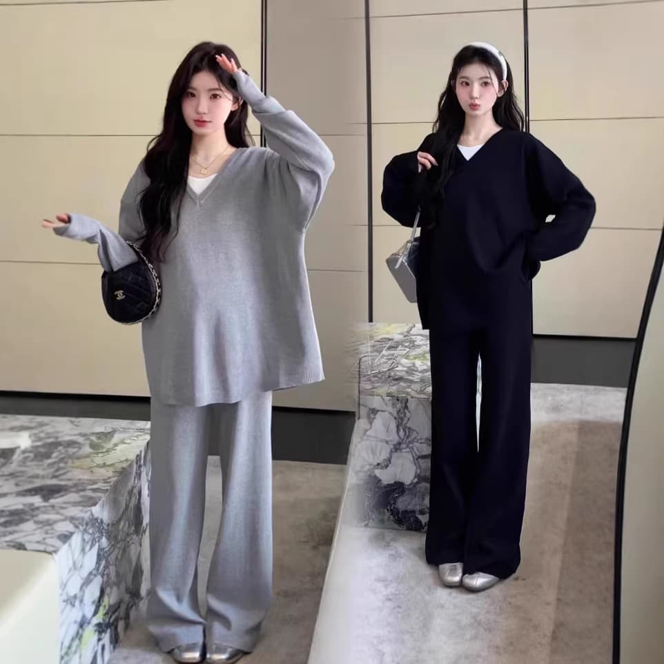 Maternity Spring Outfit 2026 New Fashionable Spring Faux Two-Piece Top with High-End Feel, Casual Style Two-Piece Set