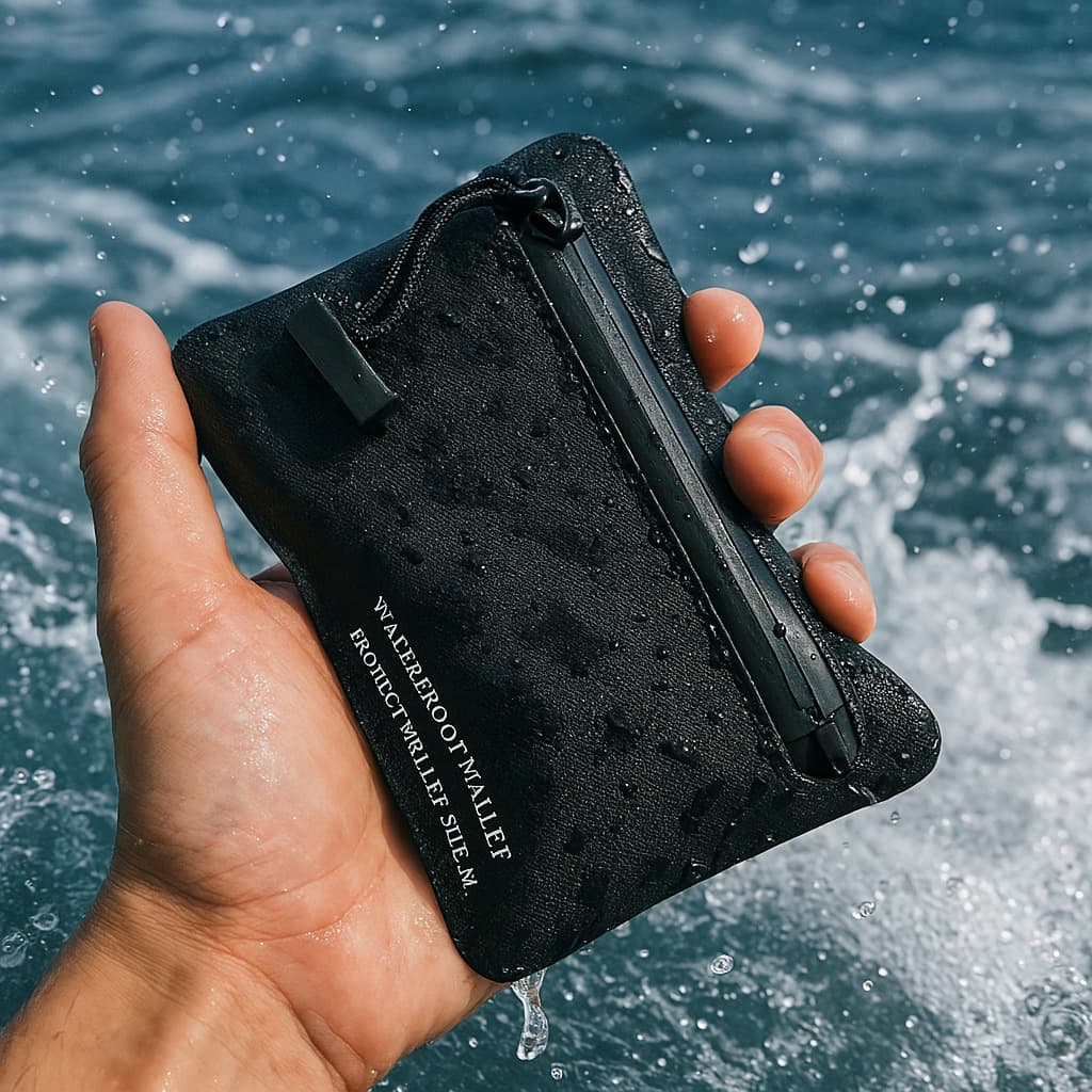 High-End Black HaiPengLong TPU Waterproof Wallet Card Holder Key Chain Source Factory High-Frequency Welding Unisex Running Bag