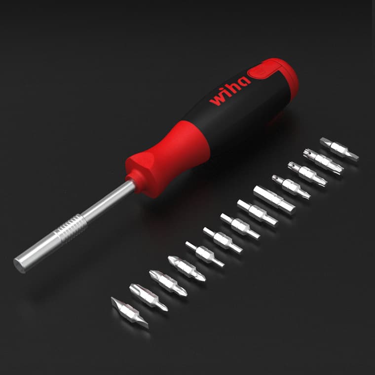 Wiha 26-in-1 Magazine Screwdriver Set with Phillips and Flathead Bits, Home Use, Model 40907