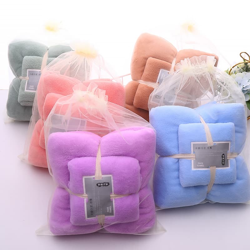 Thick Coral Fleece Towel and Bath Towel Set, Mother-Child Towel Set, Adult Absorbent Beach Towel Bath Towel Set Wholesale