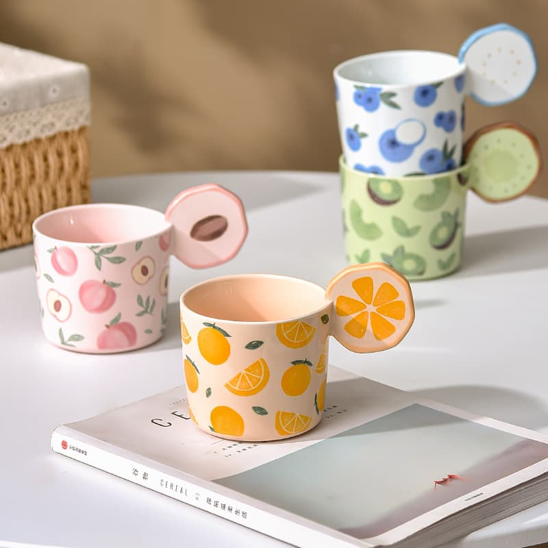 Fruit Ceramic Cup Water Cup Creative Mug Milk Coffee Cup Couple Cute Juice Cup High-Looking Home Use