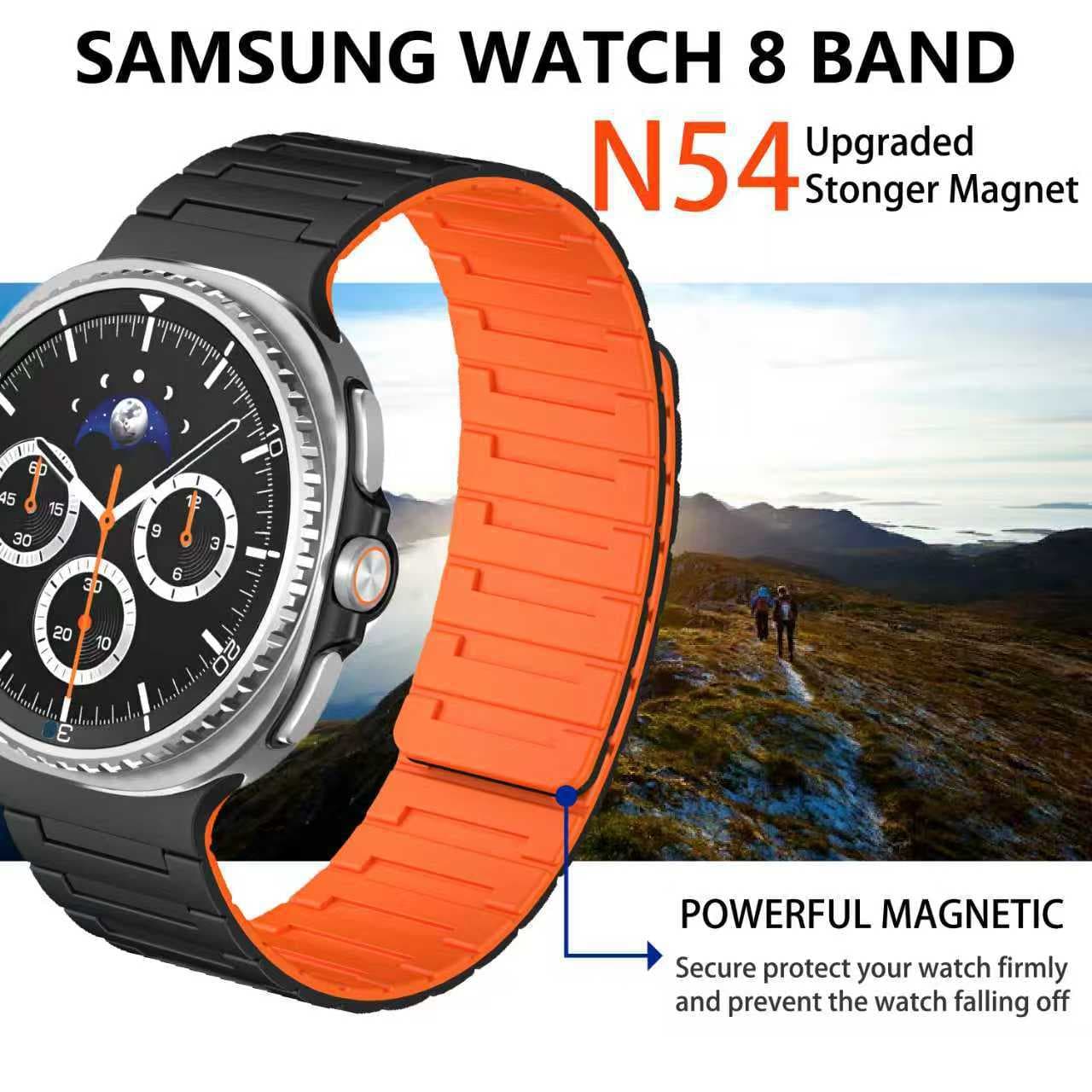 Compatible with Watch 8 Samsung Silicone Magnetic Watch Band Strong Magnetic Dual-Color Loop Wristband Sports Smart Band