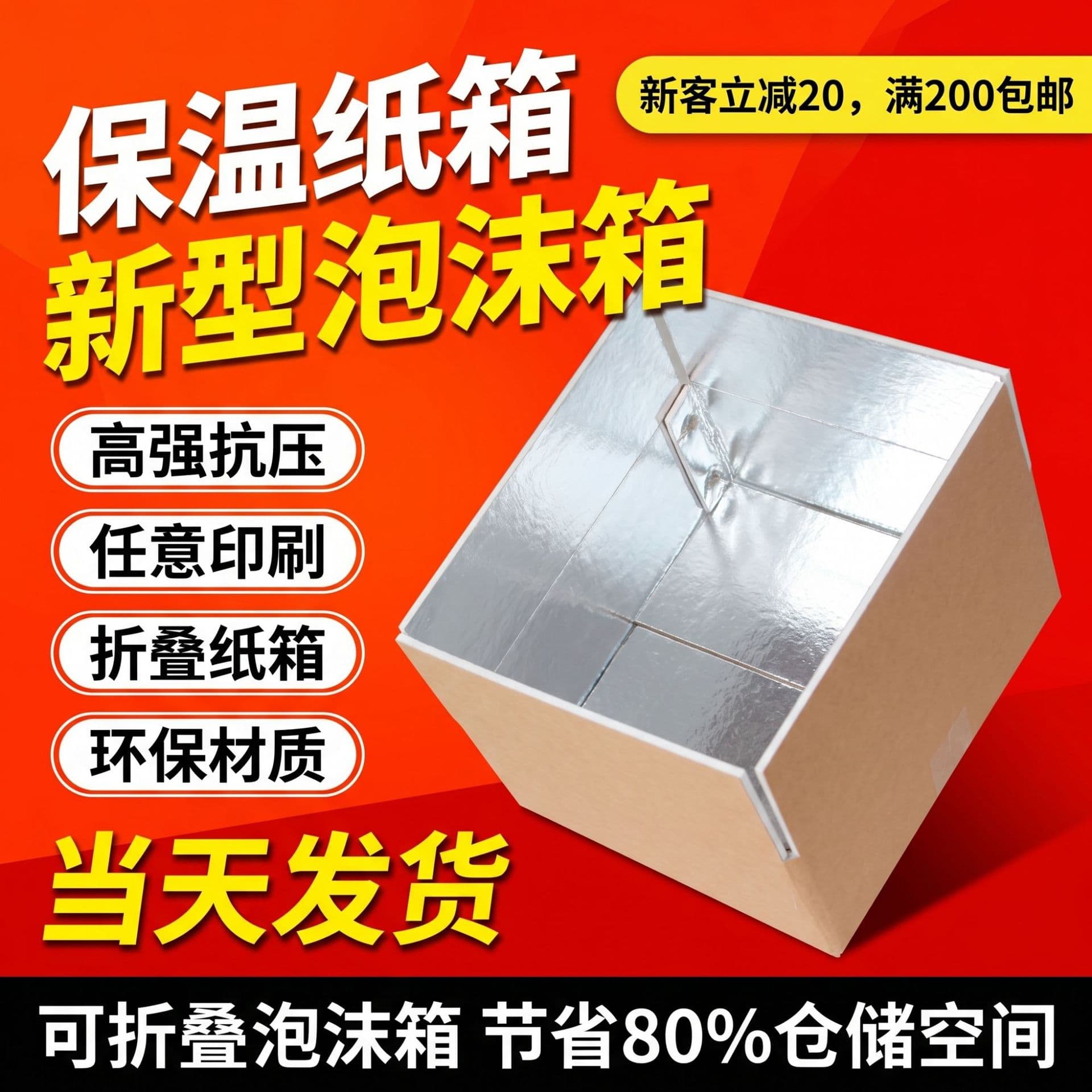 Aluminum Foil Carton Foam Box Fresh Food Insulation Preservation Cold Chain Logistics Express Fruit Thermal Insulation Packaging Box