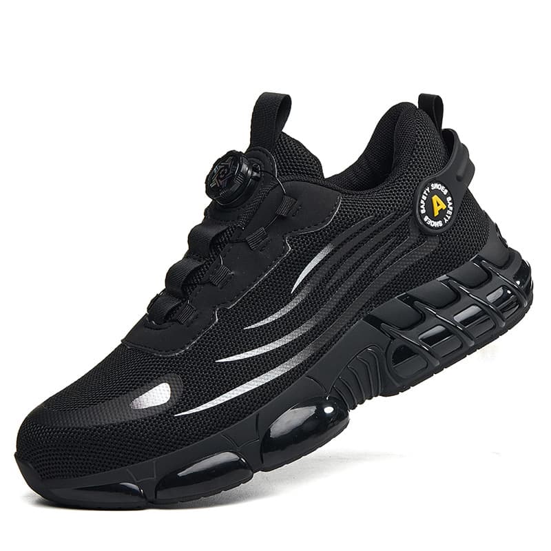 Men's Safety Shoes Cross-border Fashion Slip-on No-tie Dial Closure Anti-smash Anti-puncture Knitted Protective Shoes