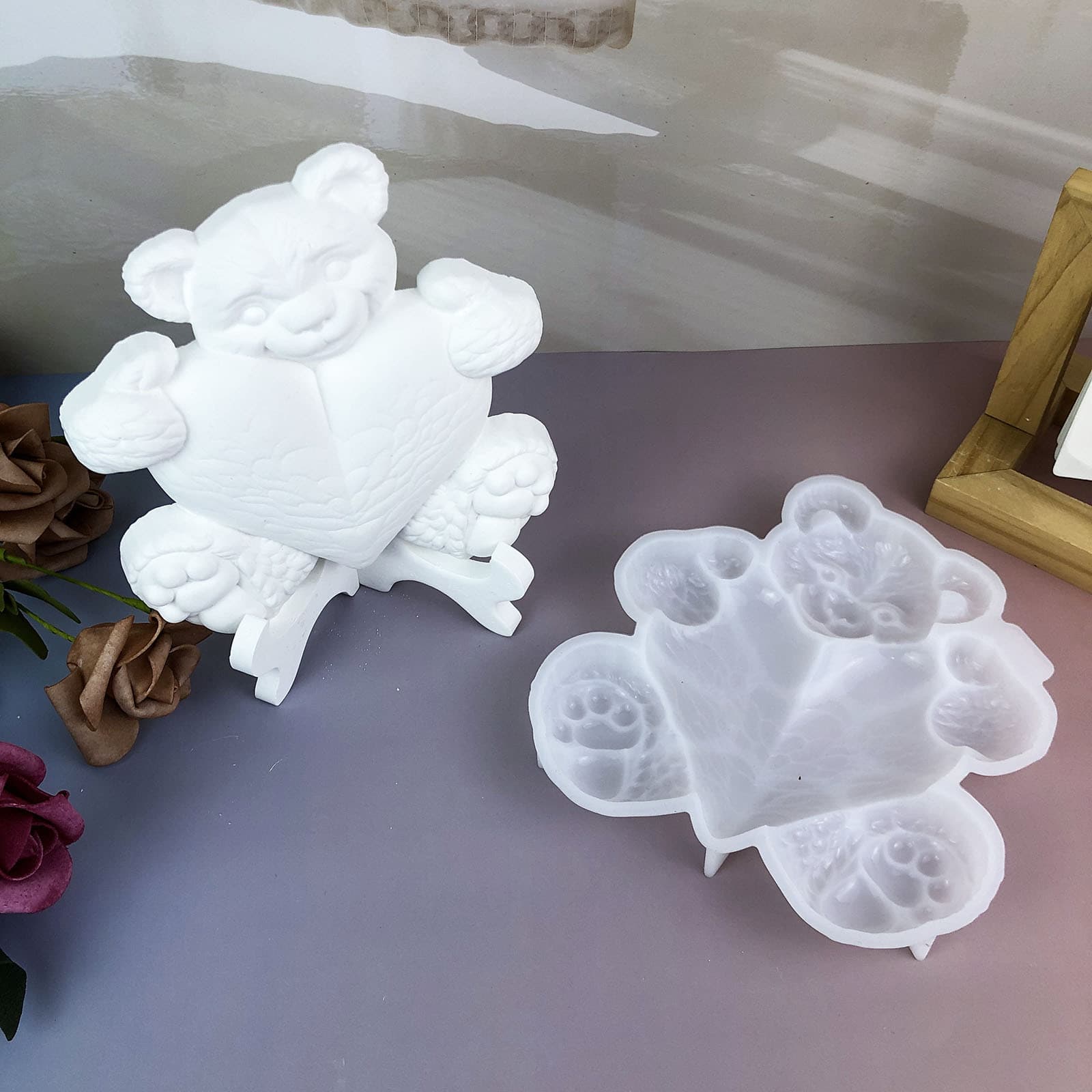 X0621 Care Bears Wall Hanging Decoration Cement Plaster Mold DIY Silicone Mold