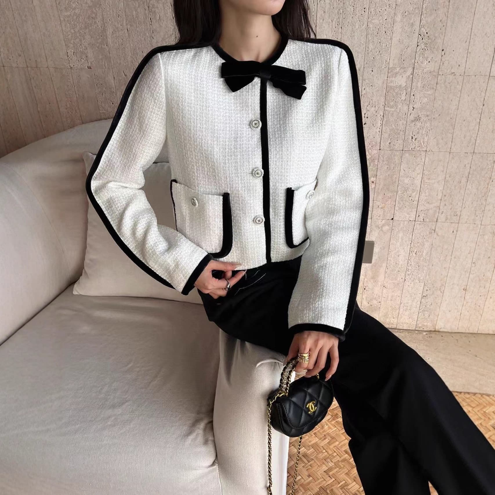 Nanyou New MM Early Autumn Chic Fashion Color-block Top Slimming Covering Korean Style Chanel-inspired Unique Jacket
